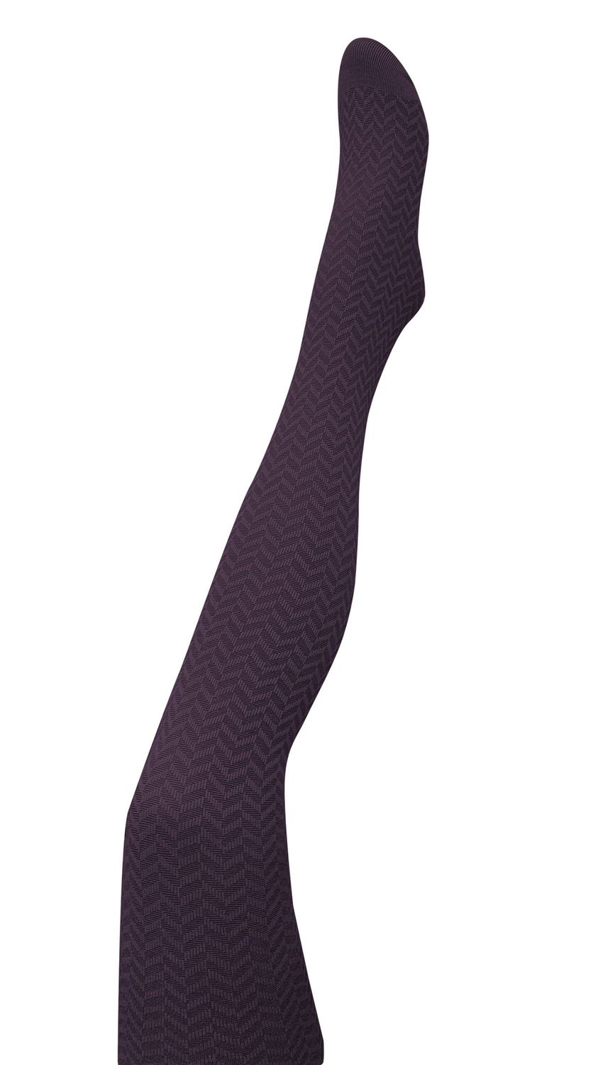 Herringbone Merino Tights - Plum