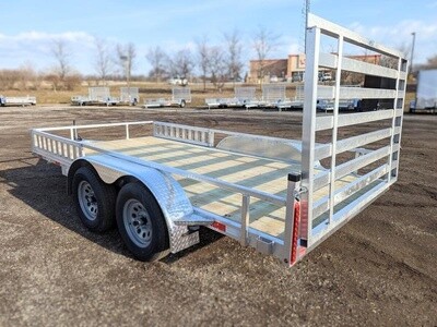 SILVER OX 7X14 TANDEM AXLE ALUMINUM UTILITY TRAILER WITH SIDE LOADING RAMPS