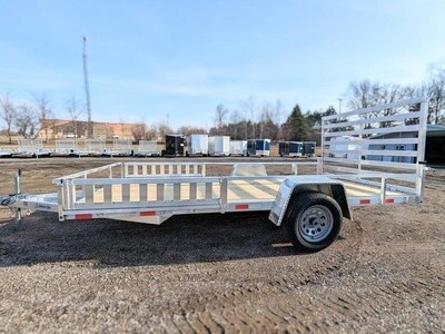 SILVER OX 7X14 SINGLE AXLE ALUMINUM UTILITY TRAILER WITH SIDE LOADING RAMPS