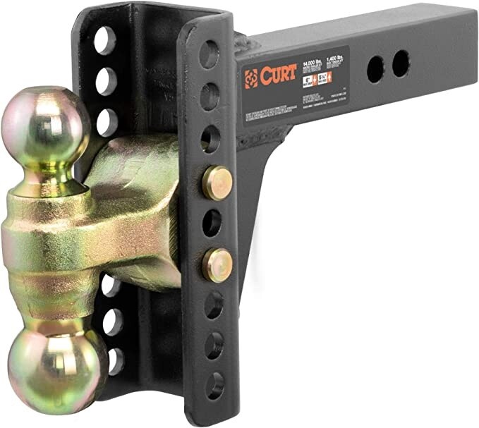 CURT 45900 Adjustable Trailer Hitch Ball Mount, 2-Inch Receiver, 6-Inch Drop, 2 and 2-5/16-Inch Balls, 14,000 lbs , Black