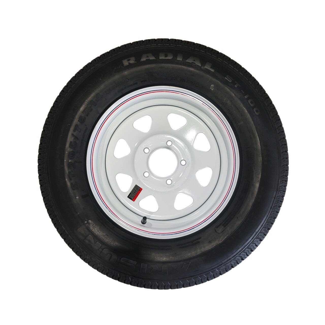Arisun 205/75R14 Tire & Wheel White Spoke W/ Stripes 5x4.5 - LRC