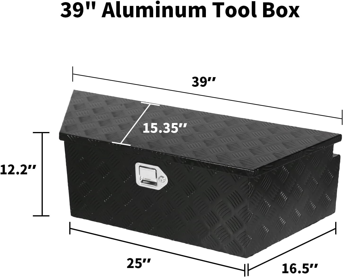 Aluminum Trailer Tongue Box, 39 x 15.7 x 12.2 inch Waterproof Trailer Tool Box with Lock and Keys