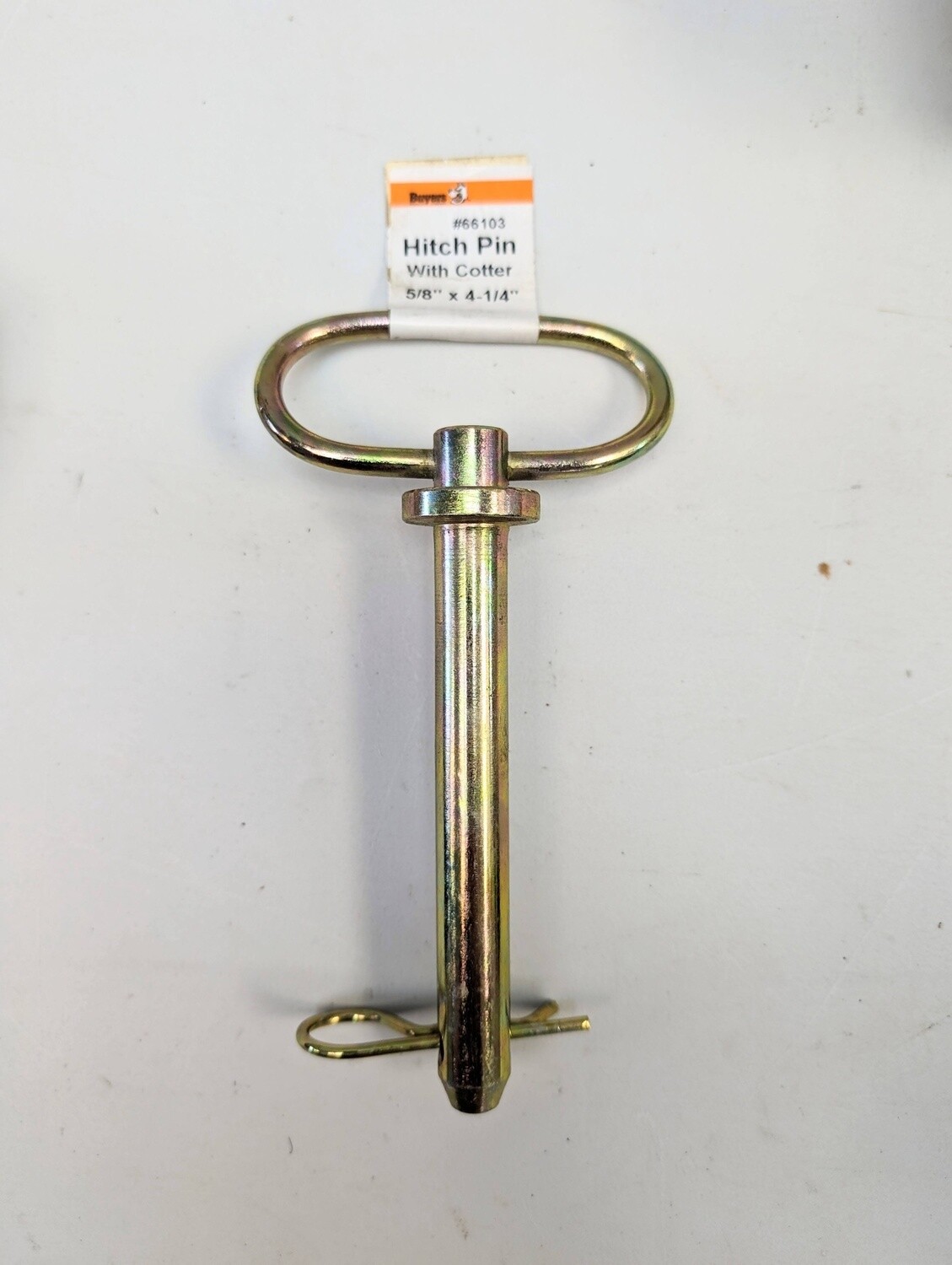 BUYERS PRODUCTS Hitch Pin: 5/8 in Pin Dia, 4 1/4 in Overall Lg, 4 1/4 in Usable Lg, Cotter Pin