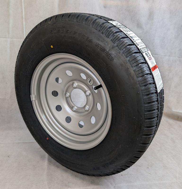 Provider ST205/75R14 Radial Trailer Tire w/ 14&quot; Silver Vesper Mod Wheel - 5 on 4-1/2 - LR C