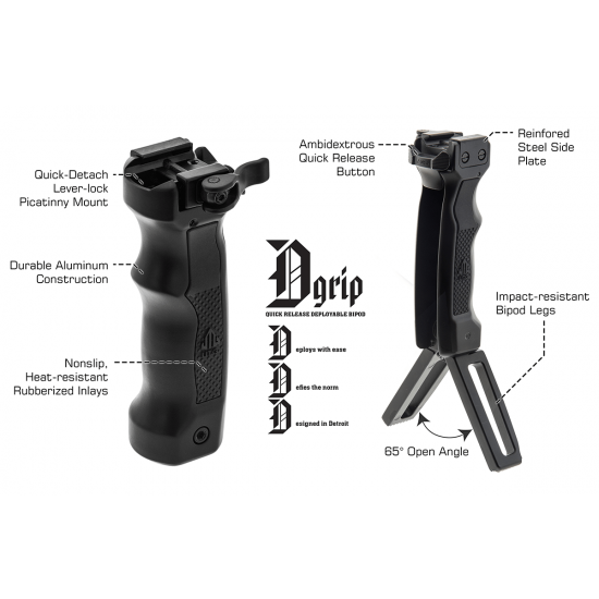 UTG GRIP QUICK RELEASE DEPLOYABLE BIPOD