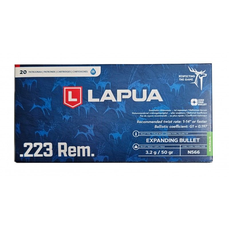 LAPUA .223 REM. NATURALIS EXPANDING BULLET 50 gr / 3,2 g 20/1