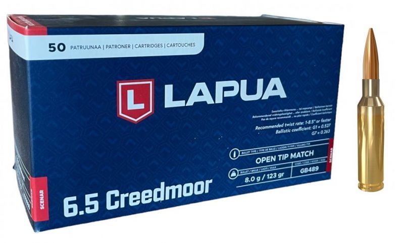 LAPUA 6.5 CREEDMOOR 123gr SCENER-L OPEN TIP MATCH 50/1 GB489
