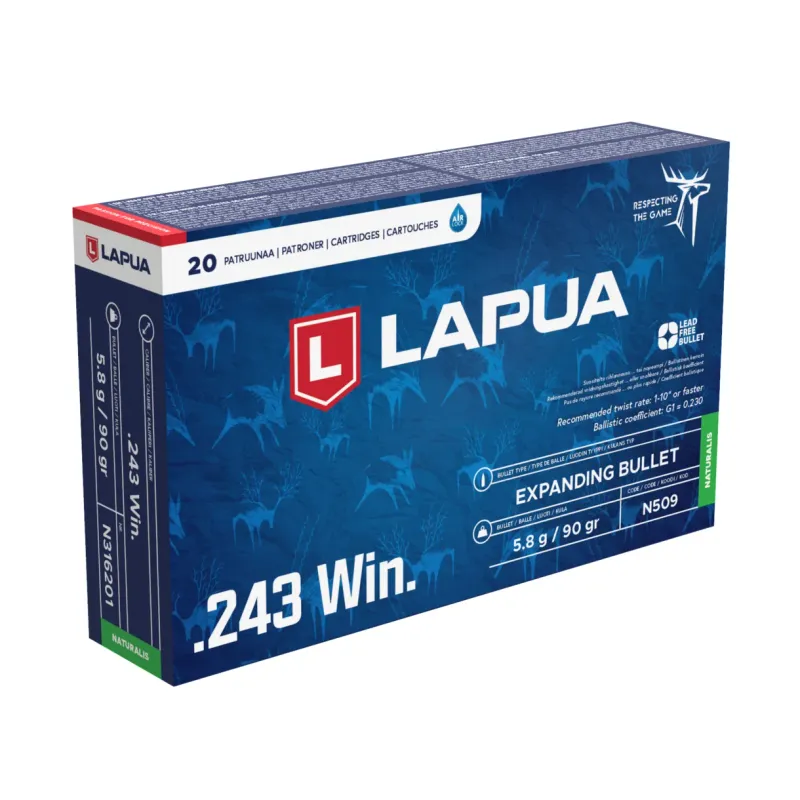 LAPUA .243 WIN. 90 gr NATURALIS SOLID EXPANDING BULLET 20/1 N509