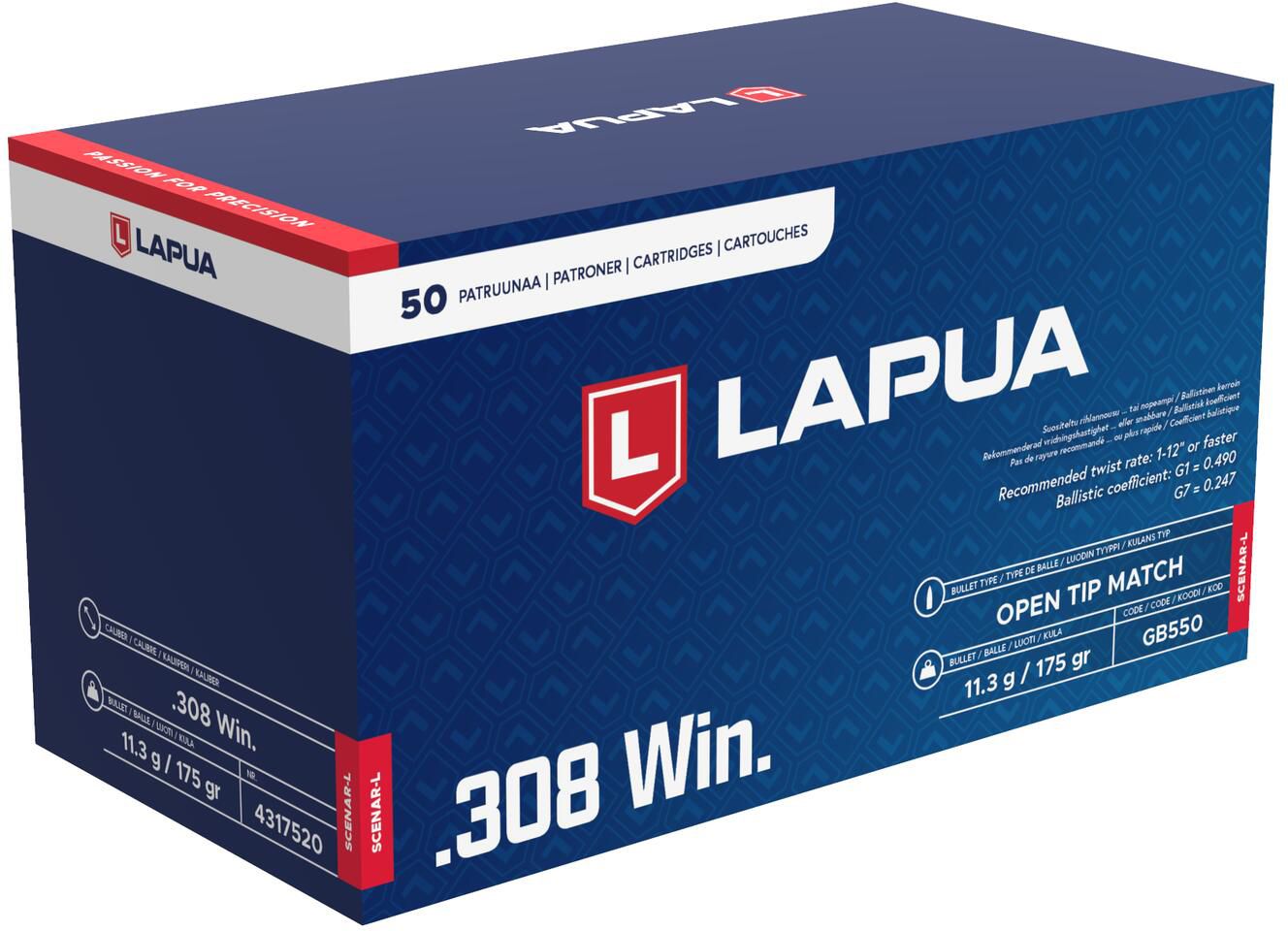 NABOJ LAPUA .308 WIN SCENAR-OTM 175 gr 50/1 GB550