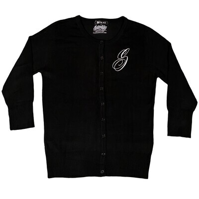 Black "S" Logo Cardigan Sweater