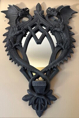 Double Trouble Gothic Dragon Mirrored Wall Sculpture