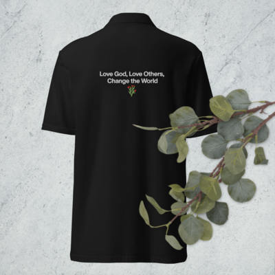 Unisex Pique Polo Shirt - Love God, Love Others, Change the World