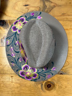 Sombrero pintado a mano -02| Marrón Cenizo |Medium