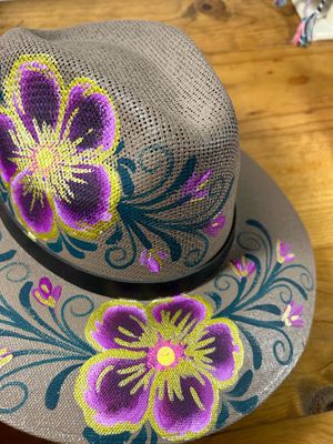 Sombrero pintado a mano -02| Marrón Cenizo |Medium