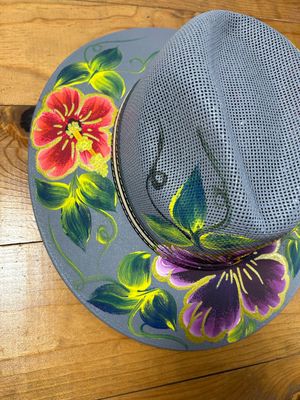 Sombrero Pintado a Mano -04 | Gris | Large