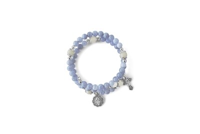 Blue Lace Agate Rosary Wrap Bracelet