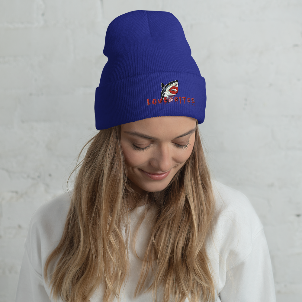 Cuffed Beanie - Shark Love Bites
