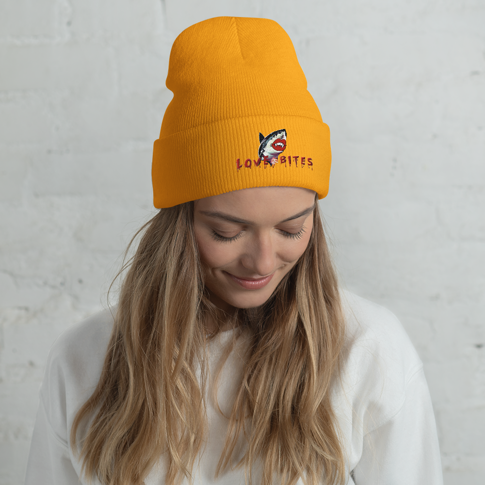 Cuffed Beanie - Shark Love Bites