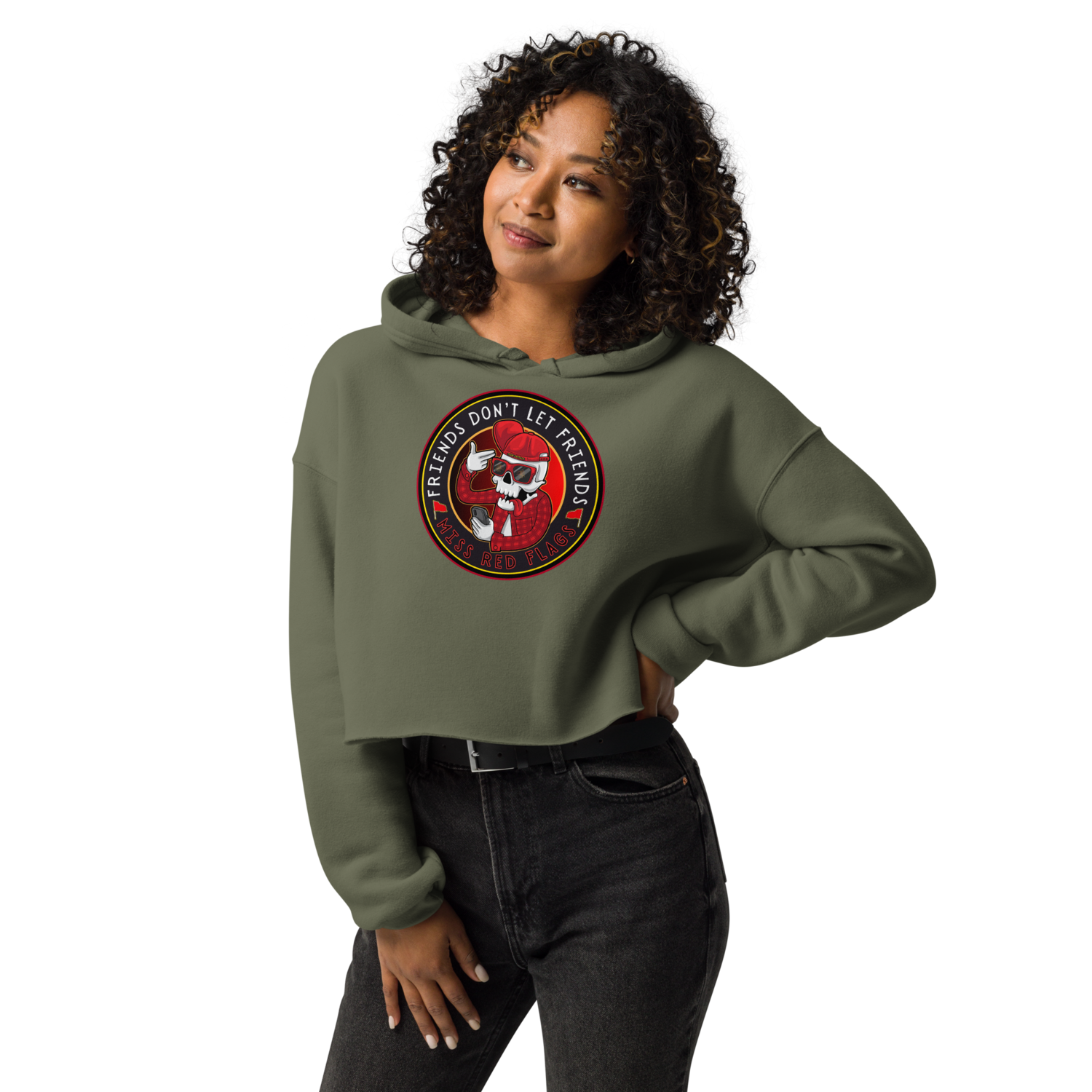 Crop Hoodie - Satire: Dude, Red Flags!