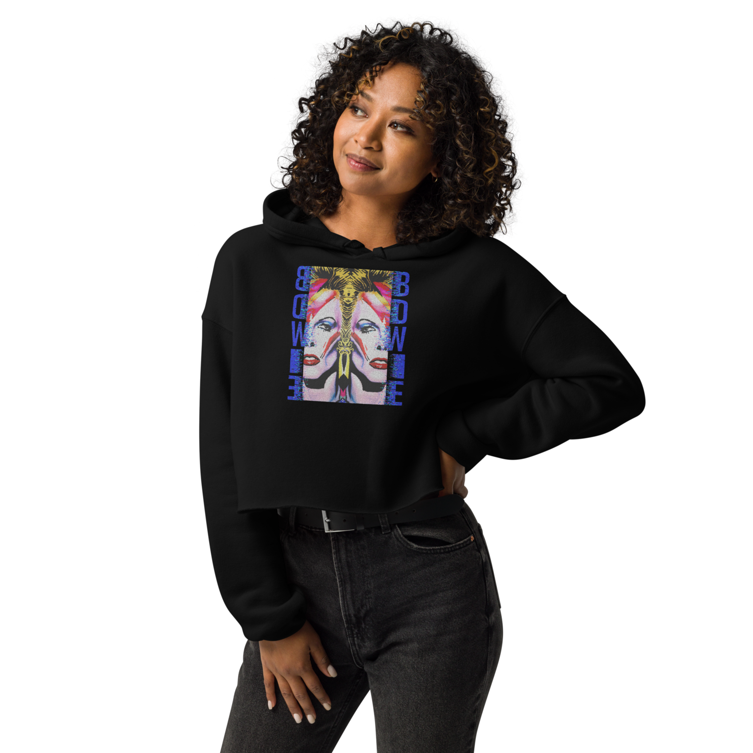 Crop Hoodie - Bow Down To David Bowie
