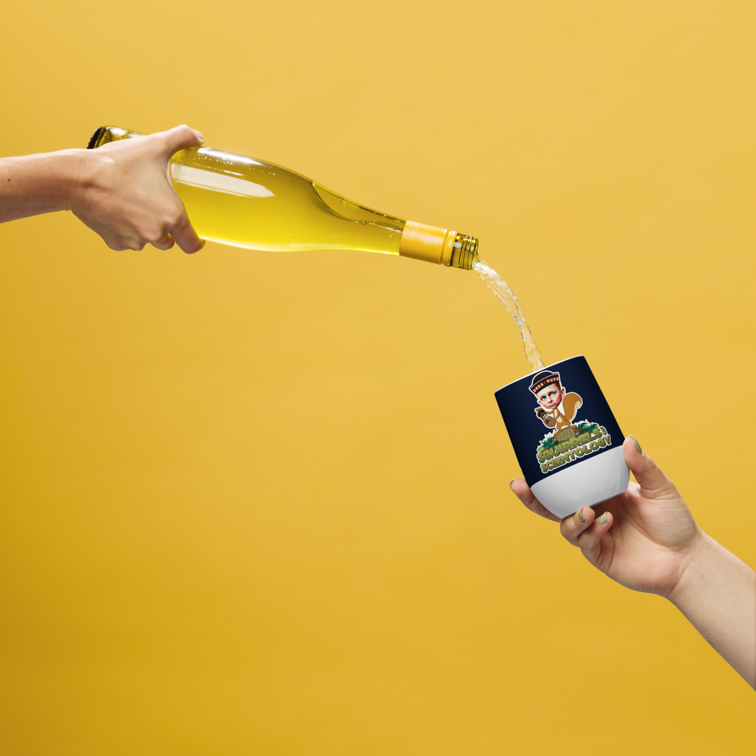 Wine tumbler - Squirrels Of Scientology - Deez Nuts