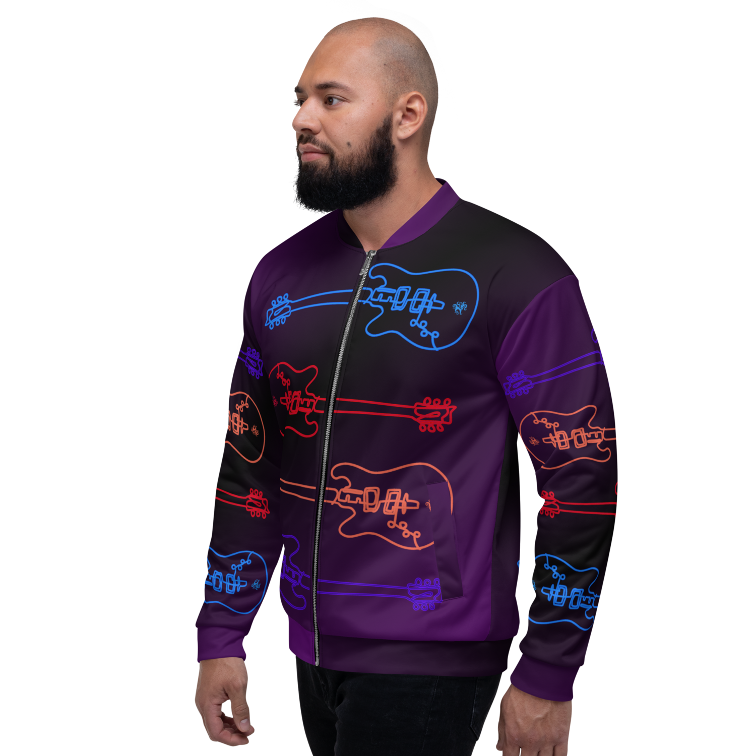 Unisex Bomber Jacket - Studio Guitar - Purple Rain