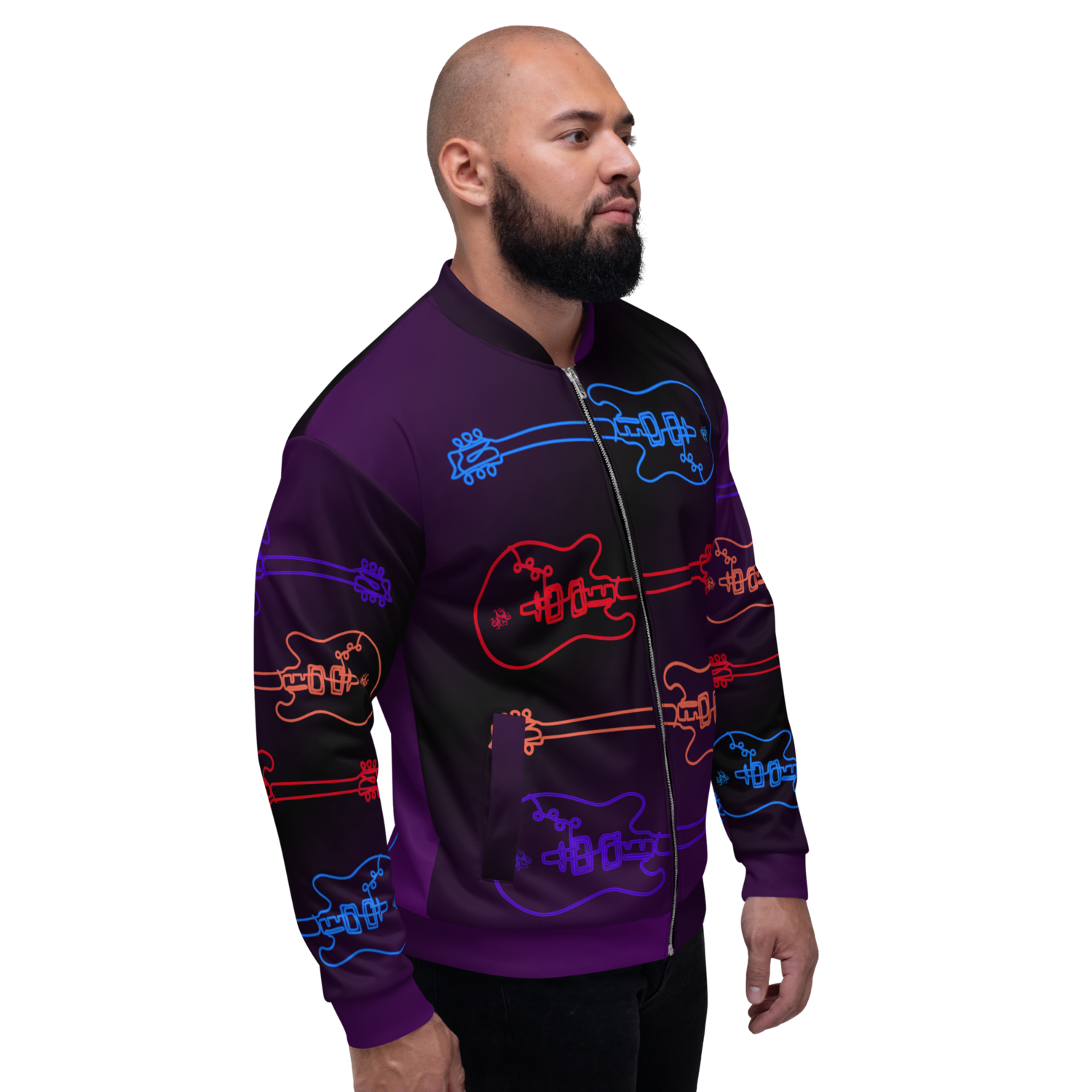 Unisex Bomber Jacket - Studio Guitar - Purple Rain
