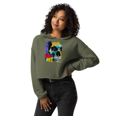 Crop Hoodie - Mean Muggin' Skull