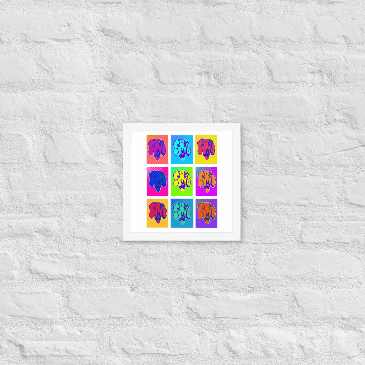 Framed Wall Art - White - Dachshund Retro Pop Art