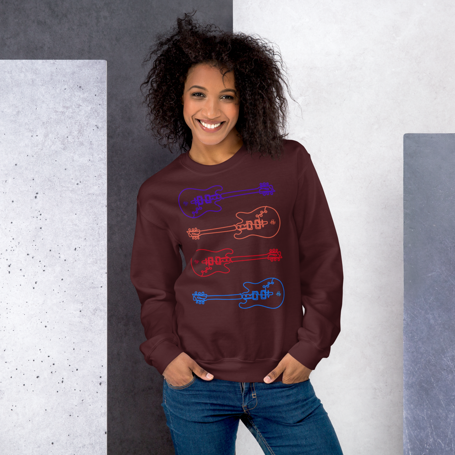 Unisex Sweatshirt - Studio Guitar - Multi-Color