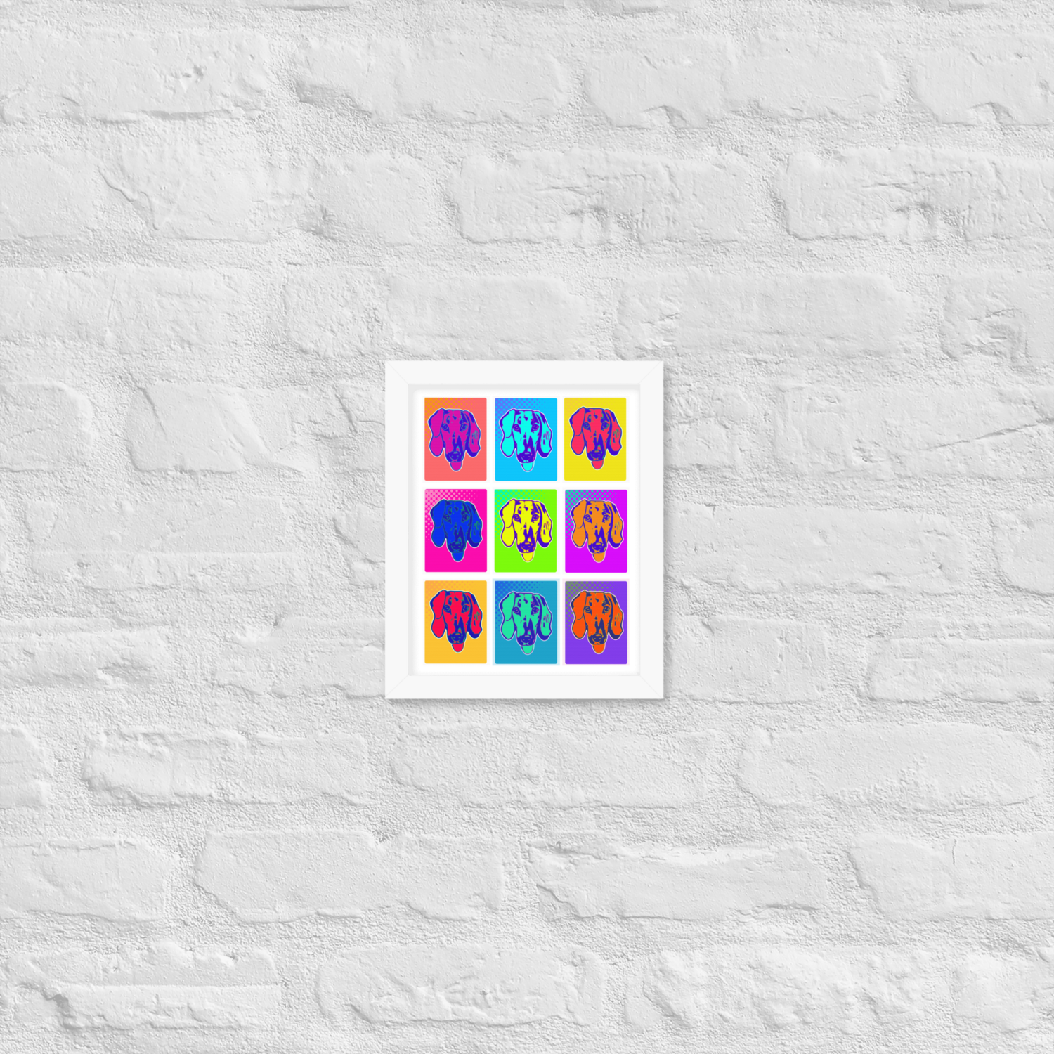 Framed Wall Art - White - Dachshund Retro Pop Art