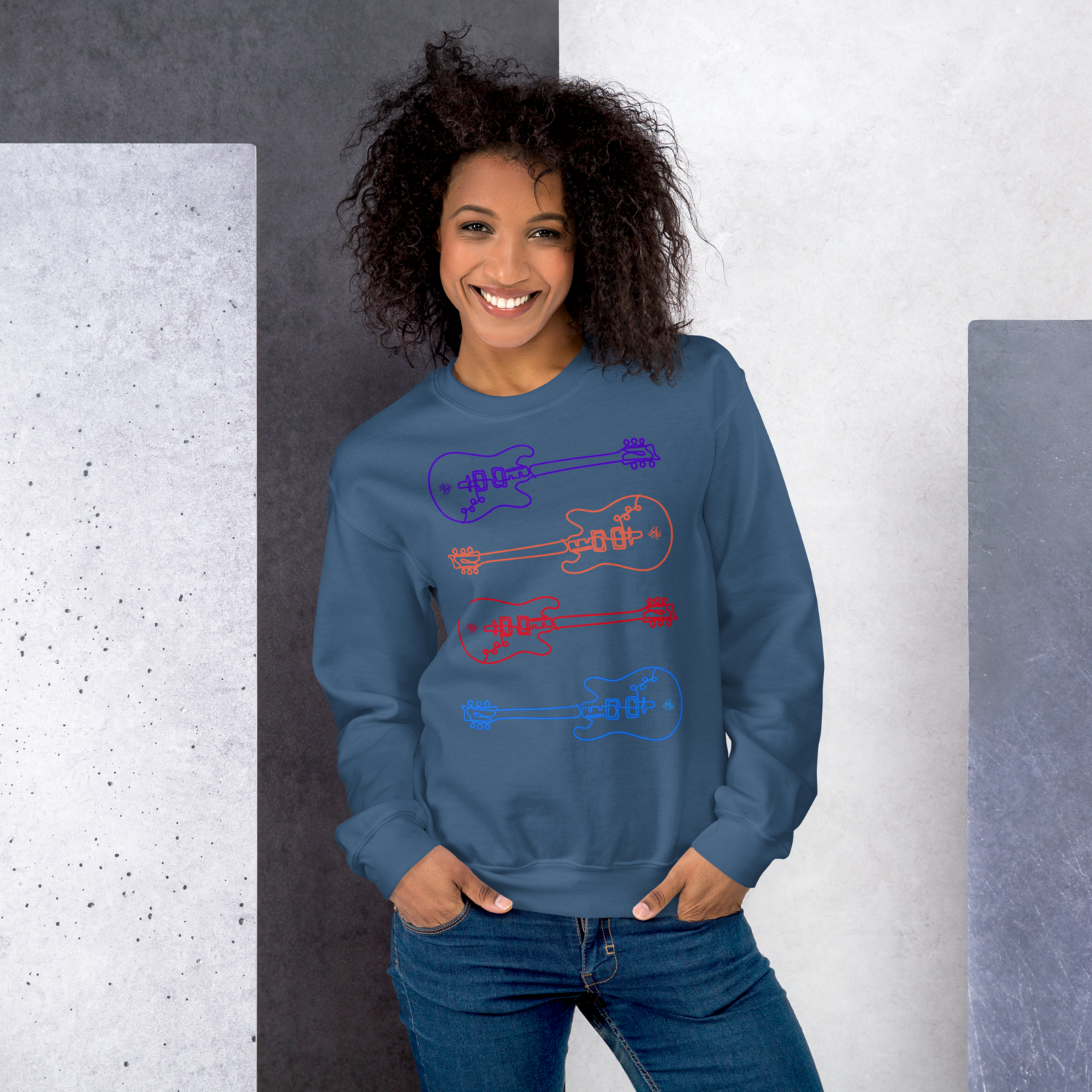 Unisex Sweatshirt - Studio Guitar - Multi-Color