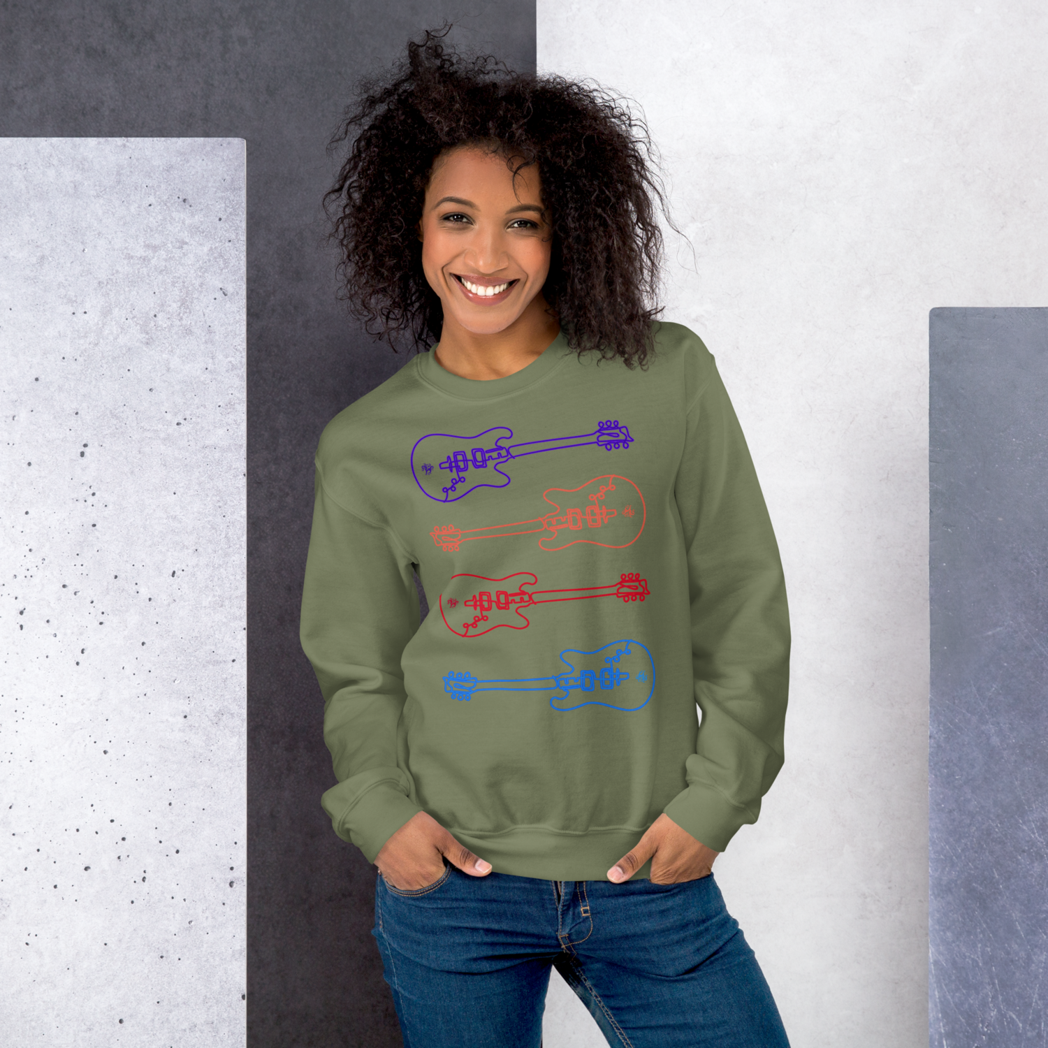 Unisex Sweatshirt - Studio Guitar - Multi-Color