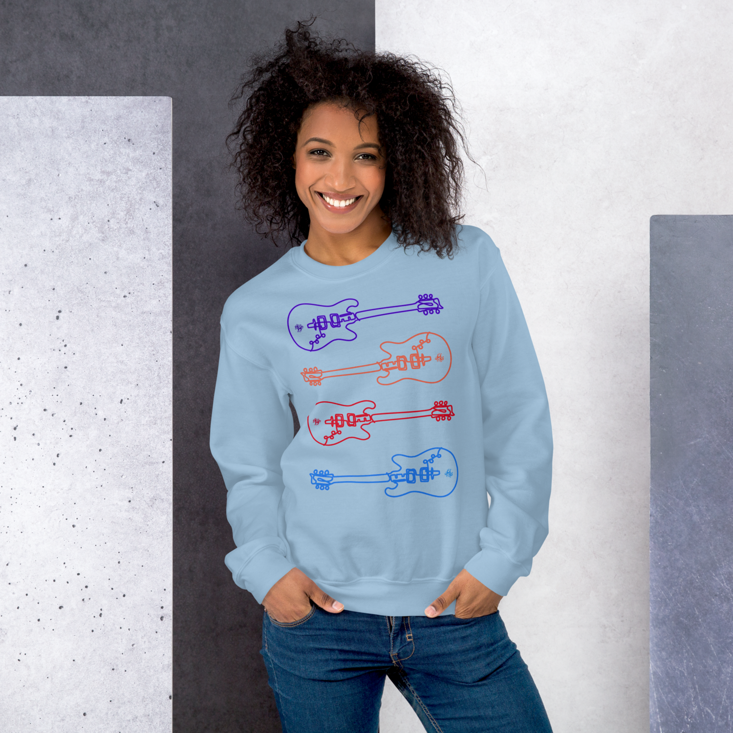 Unisex Sweatshirt - Studio Guitar - Multi-Color