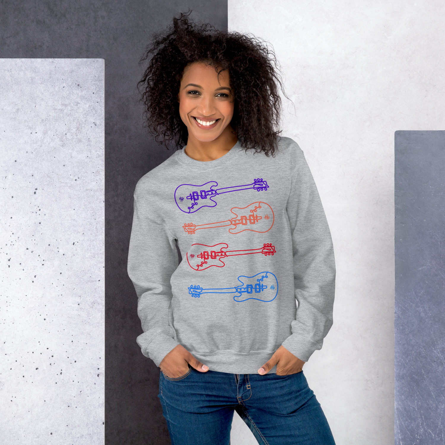 Unisex Sweatshirt - Studio Guitar - Multi-Color