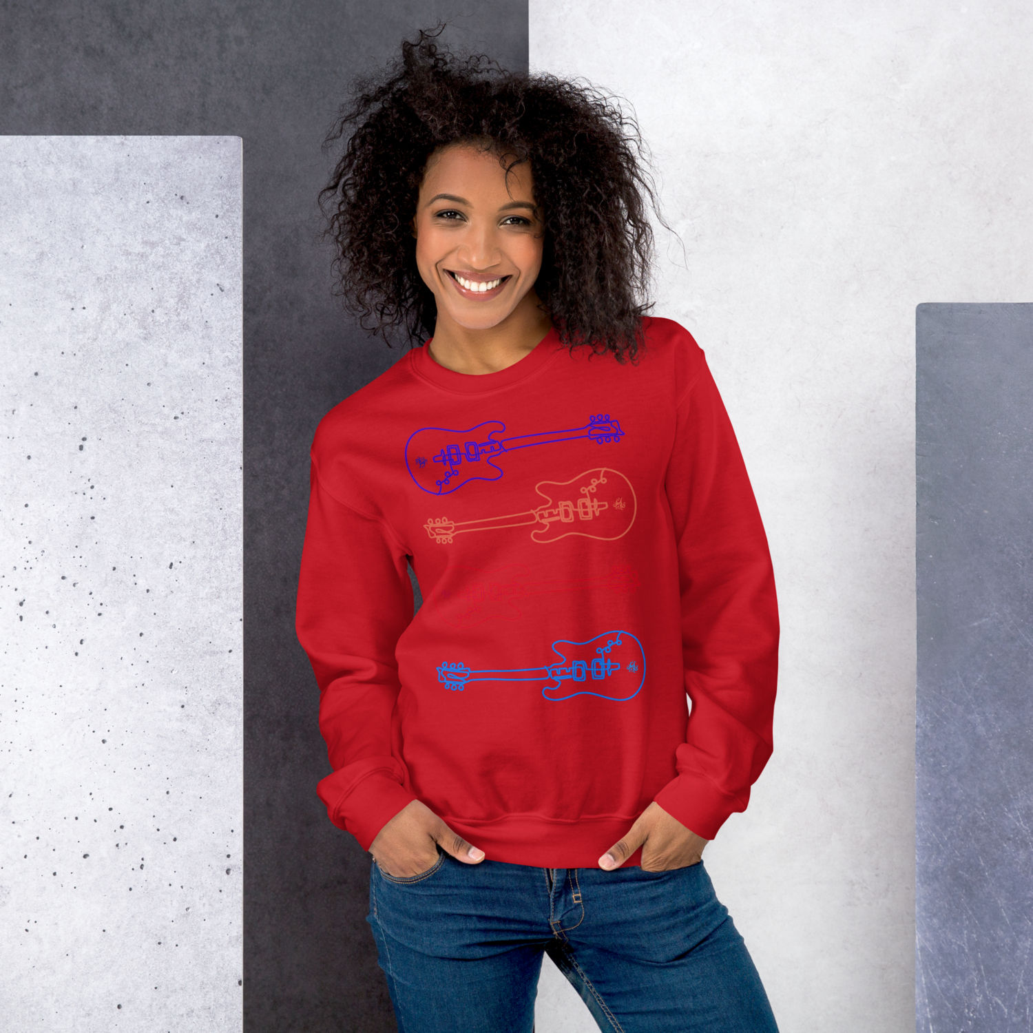 Unisex Sweatshirt - Studio Guitar - Multi-Color