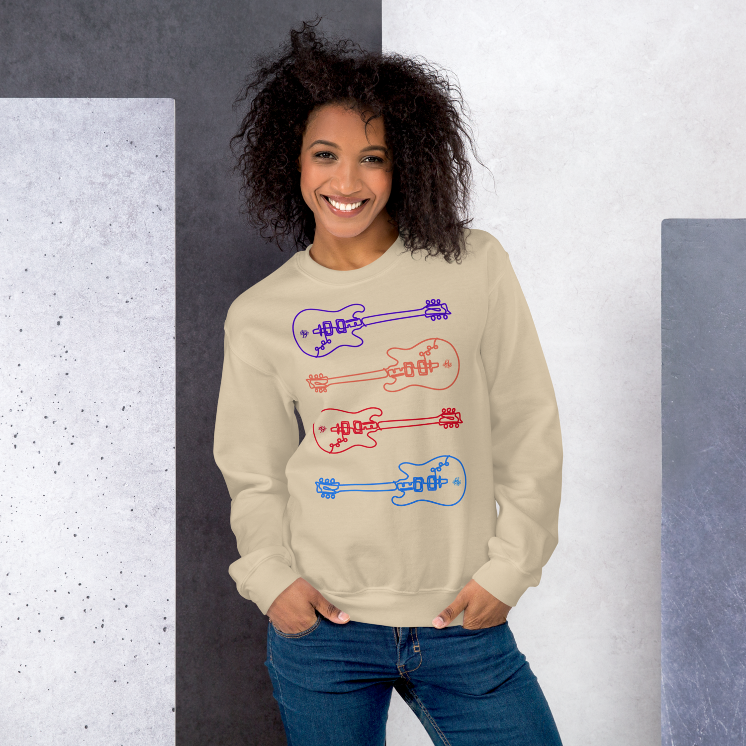 Unisex Sweatshirt - Studio Guitar - Multi-Color