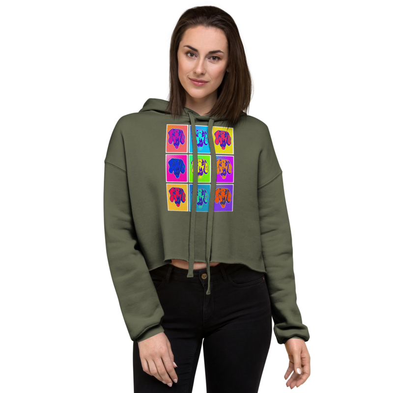 Crop Hoodie - Dachshund Retro Pop Art