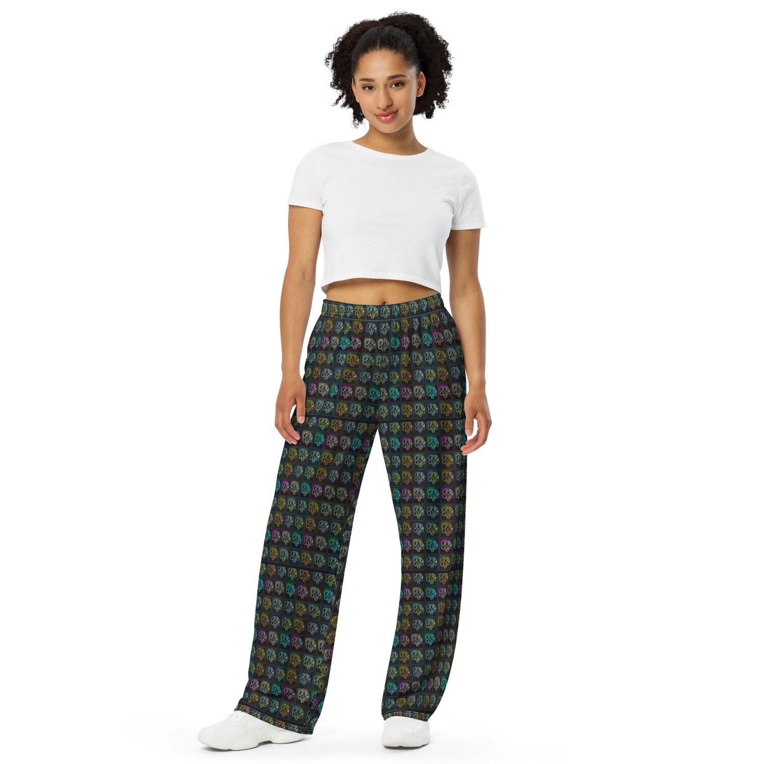 Unisex wide-leg pants - Dachshund Retrowave