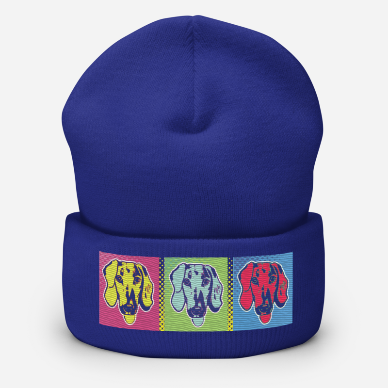 Cuffed Beanie - Dachshund Retro Pop Art