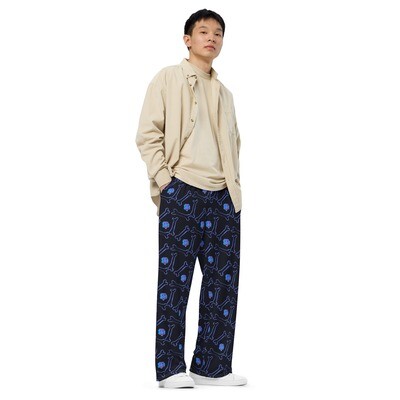 Unisex wide-leg pants - Dachshund Licks &amp; Kisses