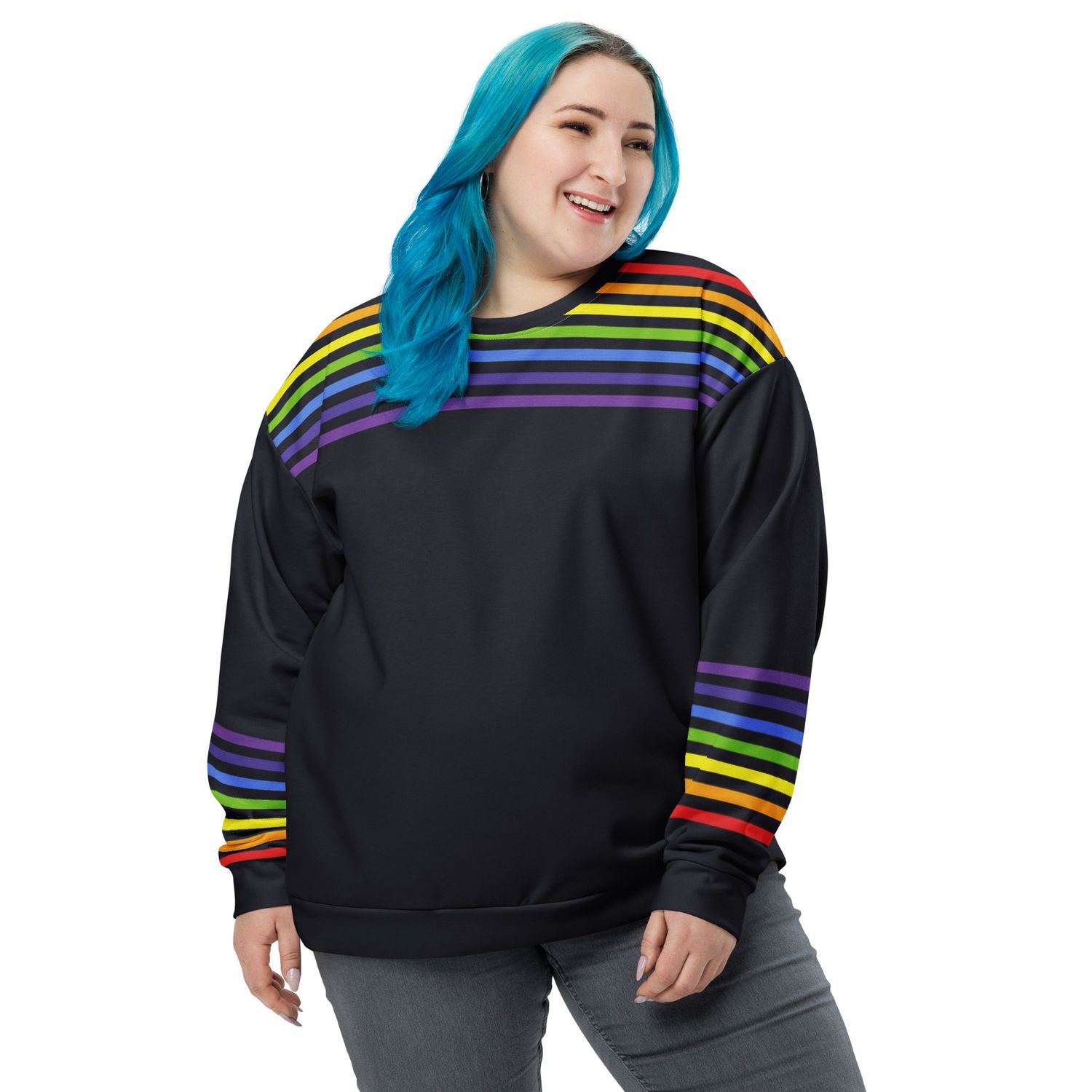 Unisex Sweatshirt - Vintage Rainbow Stripes - Pride Celebration