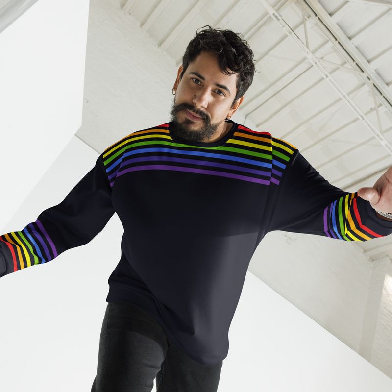 Unisex Sweatshirt - Vintage Rainbow Stripes - Pride Celebration