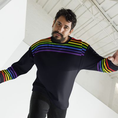 Unisex Sweatshirt - Vintage Rainbow Stripes - Pride Celebration