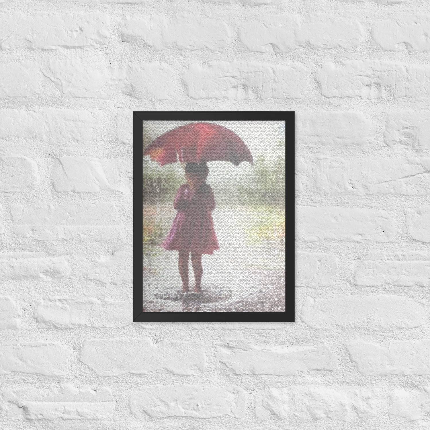 Framed Wall Art - Little Girl Broken Umbrella