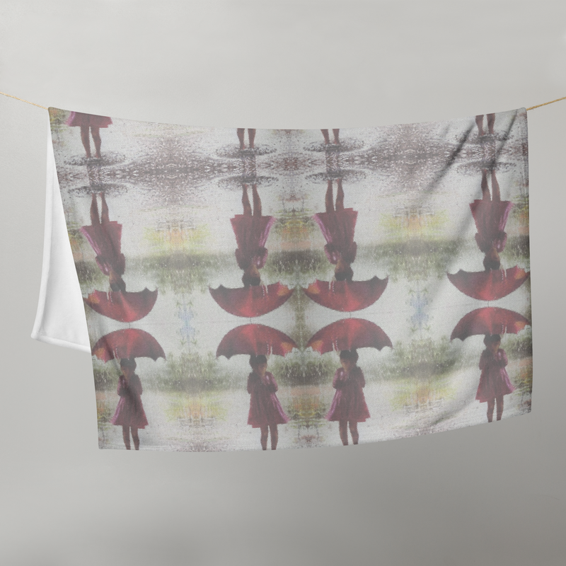 Throw Blanket - Little Girl: Broken Umbrella