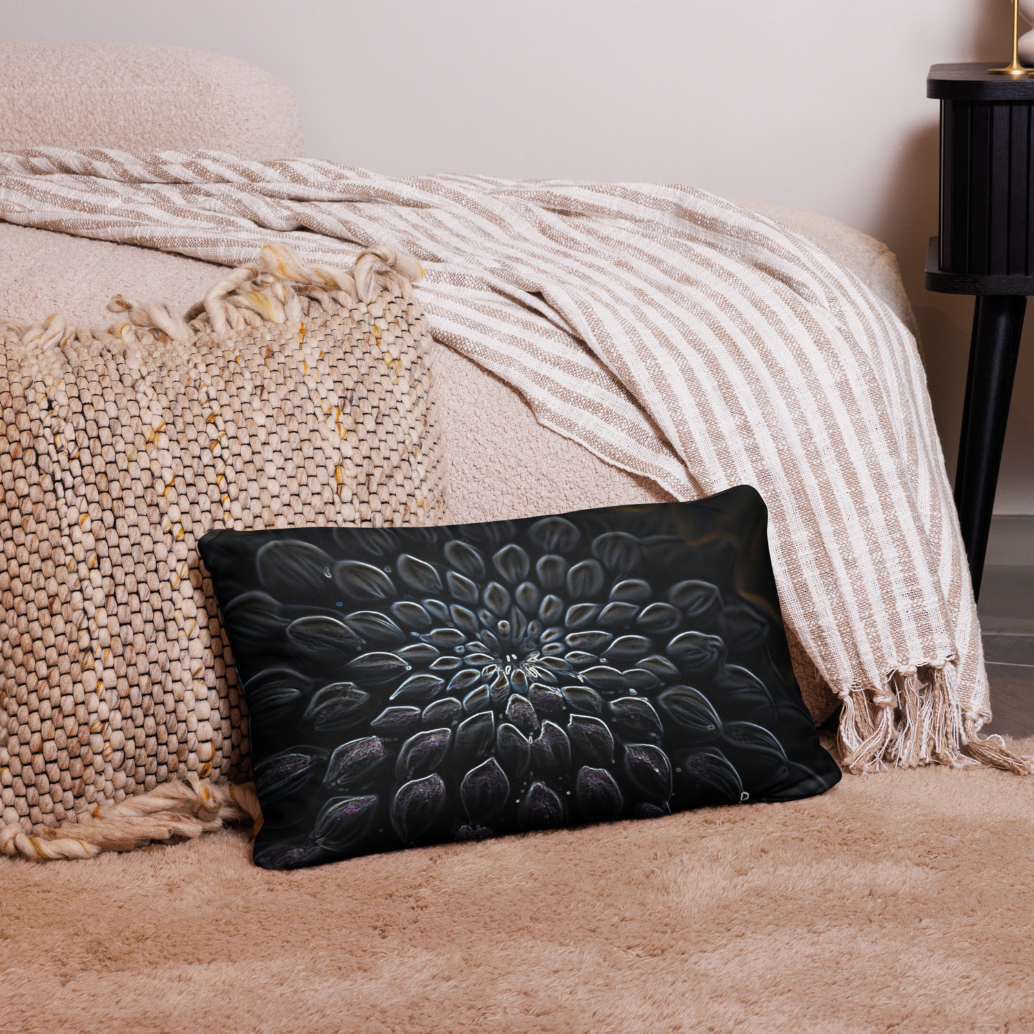Throw Pillow (with filling) - Black Dahlia Drama