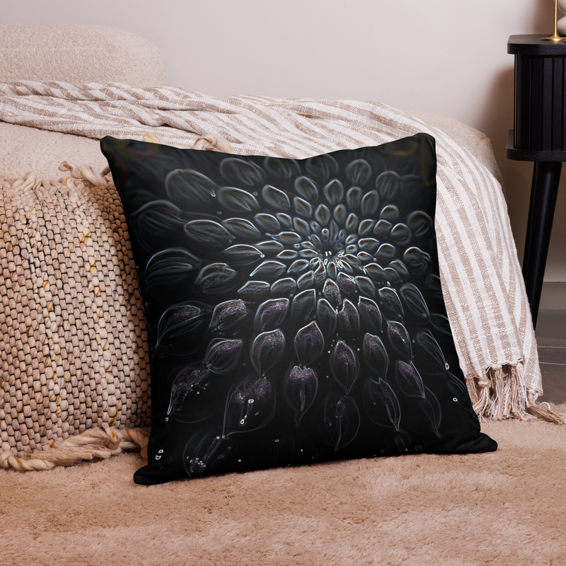 Throw Pillow (with filling) - Black Dahlia Drama