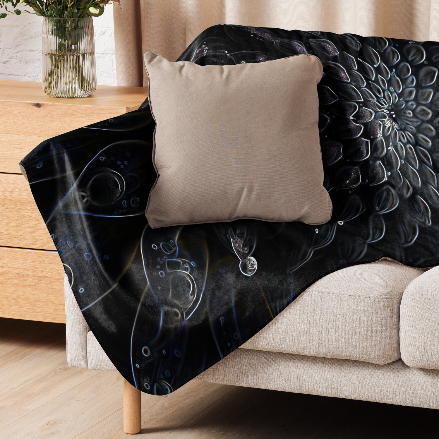 Sherpa Throw Blanket - Black Dahlia Drama