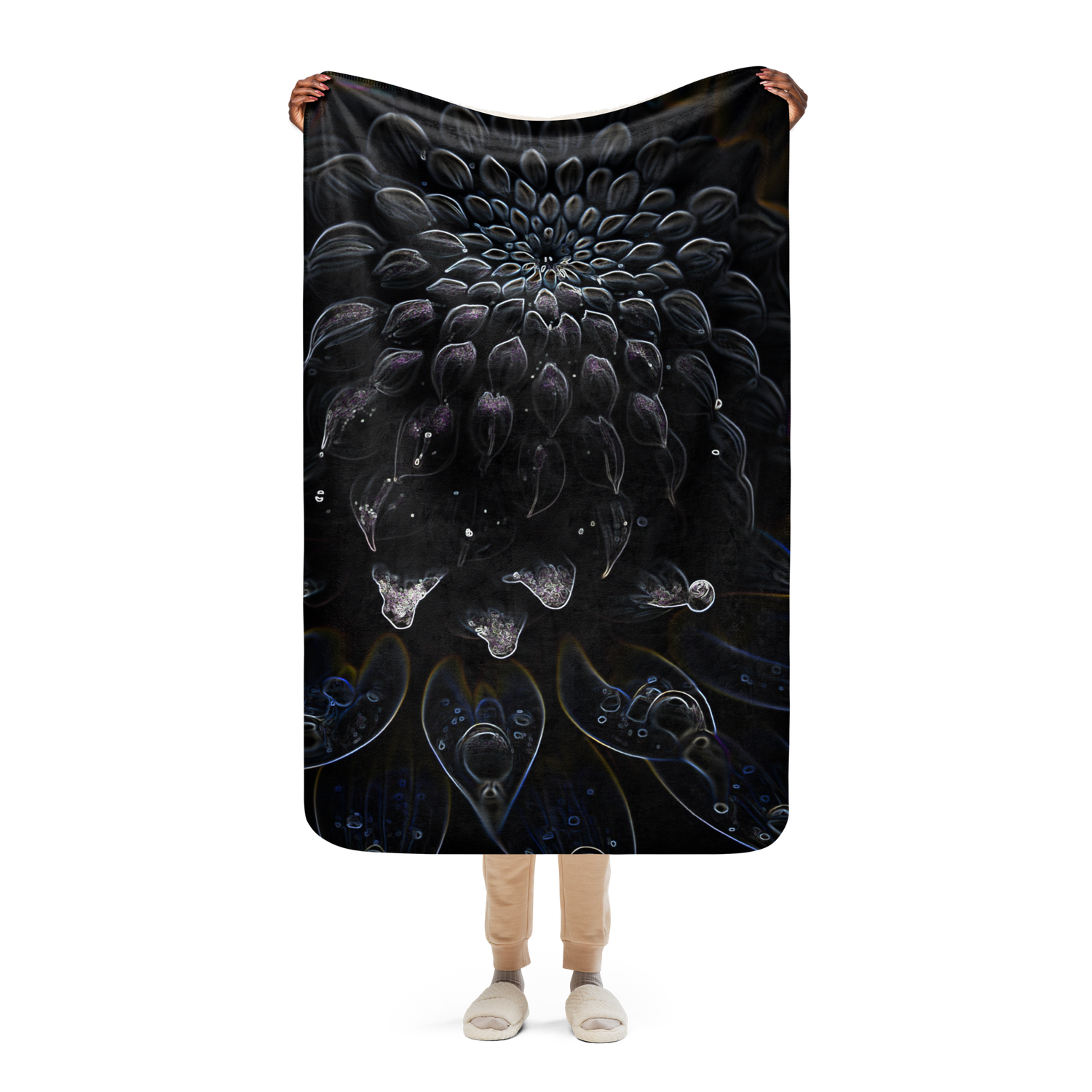 Sherpa Throw Blanket - Black Dahlia Drama